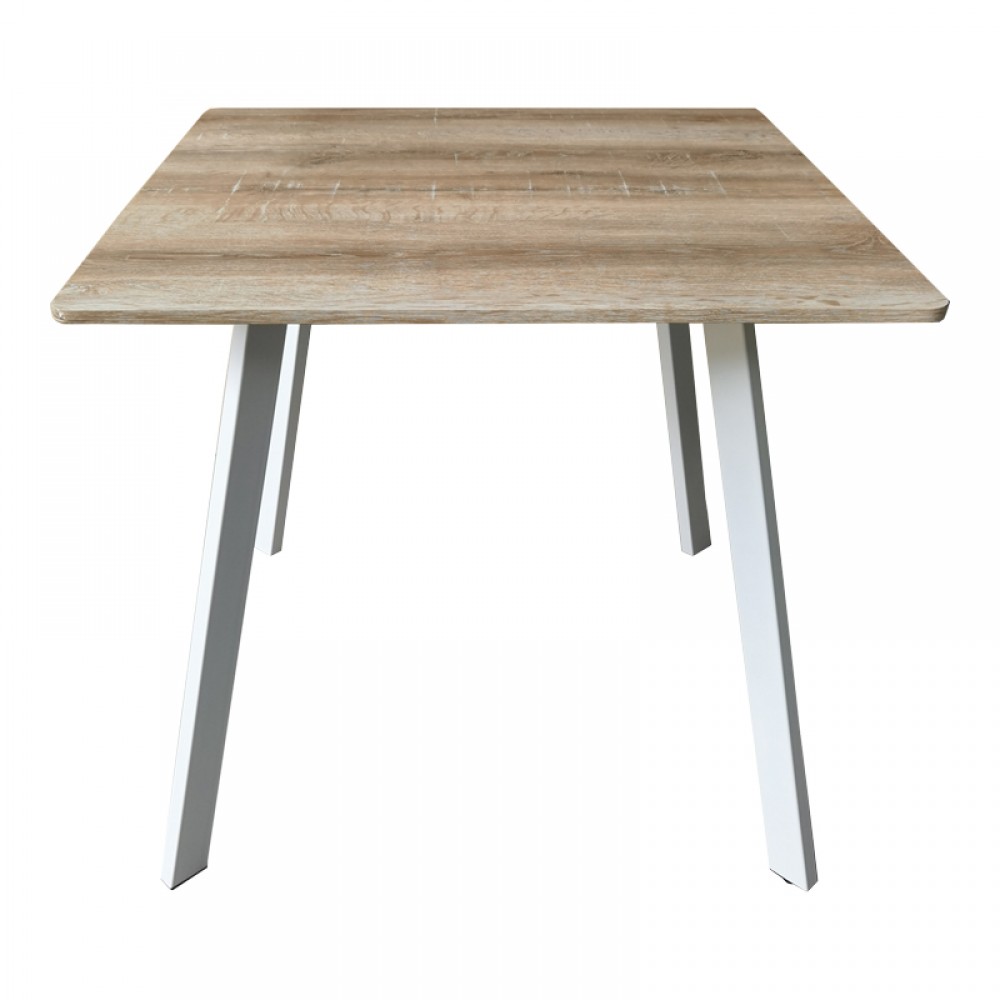 Τραπέζι Squaro Pakoworld Sonoma Mdf Με Λευκά Μεταλλικά Πόδια 80X80X75Εκ