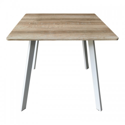 Τραπέζι Squaro Pakoworld Sonoma Mdf Με Λευκά Μεταλλικά Πόδια 80X80X75Εκ