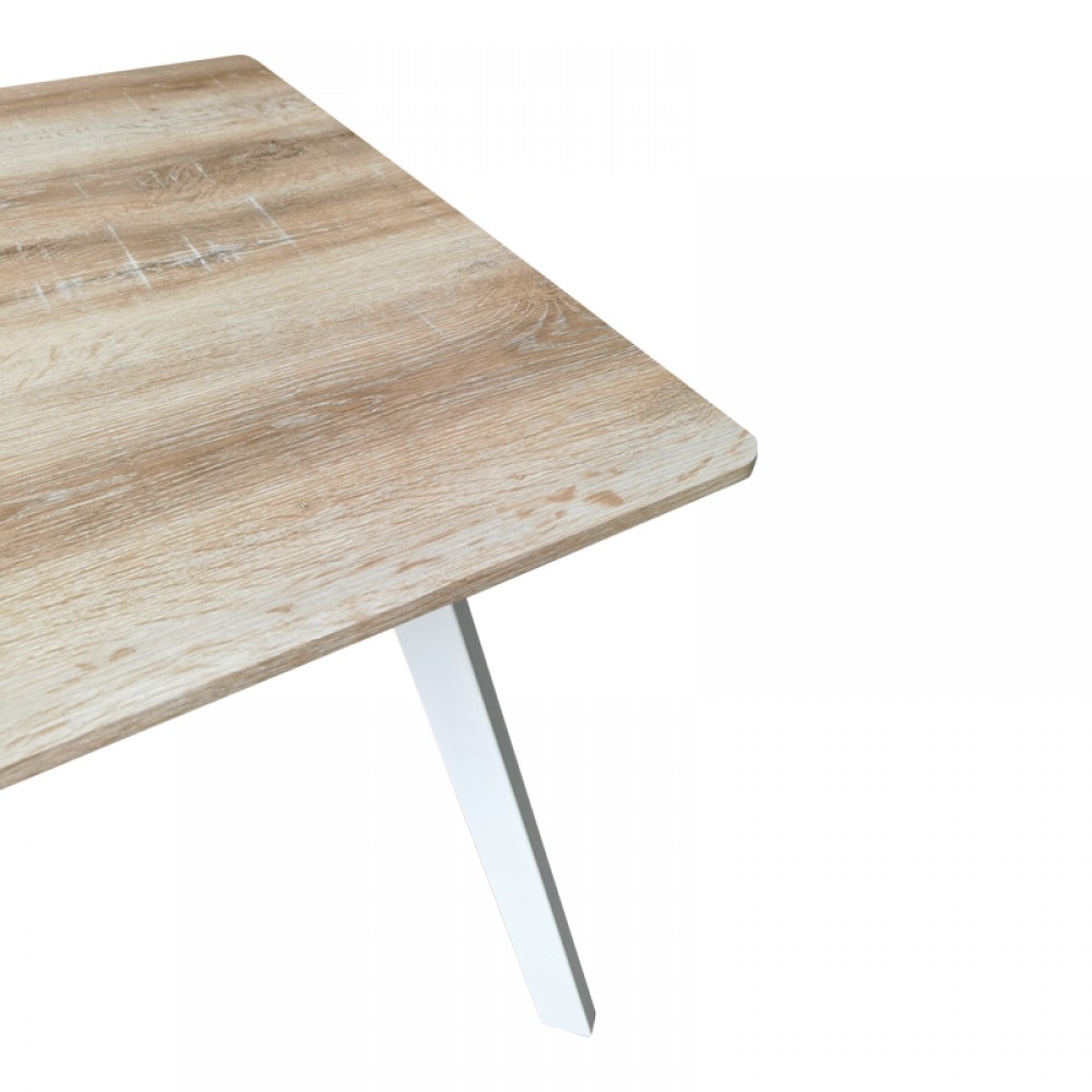 Τραπέζι Squaro Pakoworld Sonoma Mdf Με Λευκά Μεταλλικά Πόδια 80X80X75Εκ