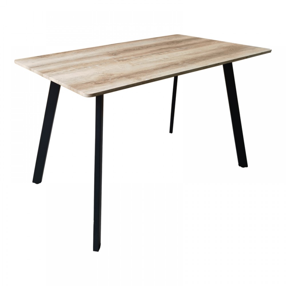 Τραπέζι Squaro Pakoworld Sonoma Mdf Με Μαύρα Μεταλλικά Πόδια 120X70X75Εκ