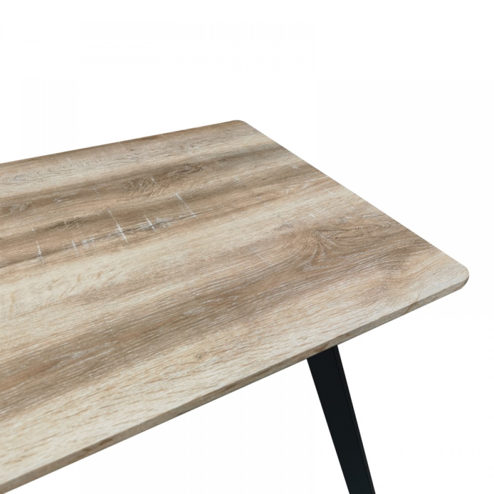 Τραπέζι Squaro Pakoworld Sonoma Mdf Με Μαύρα Μεταλλικά Πόδια 120X70X75Εκ
