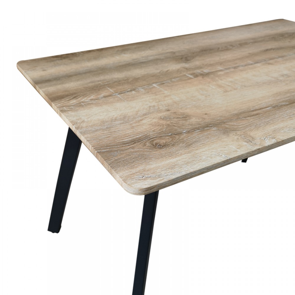 Τραπέζι Squaro Pakoworld Sonoma Mdf Με Μαύρα Μεταλλικά Πόδια 120X70X75Εκ