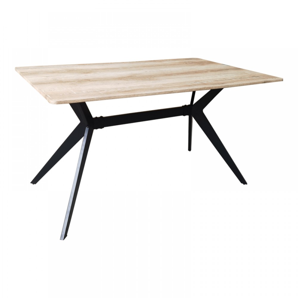 Τραπέζι Ezali Pakoworld Sonoma Mdf Με Μαύρα Μεταλλικά Πόδια 140X80X75Εκ