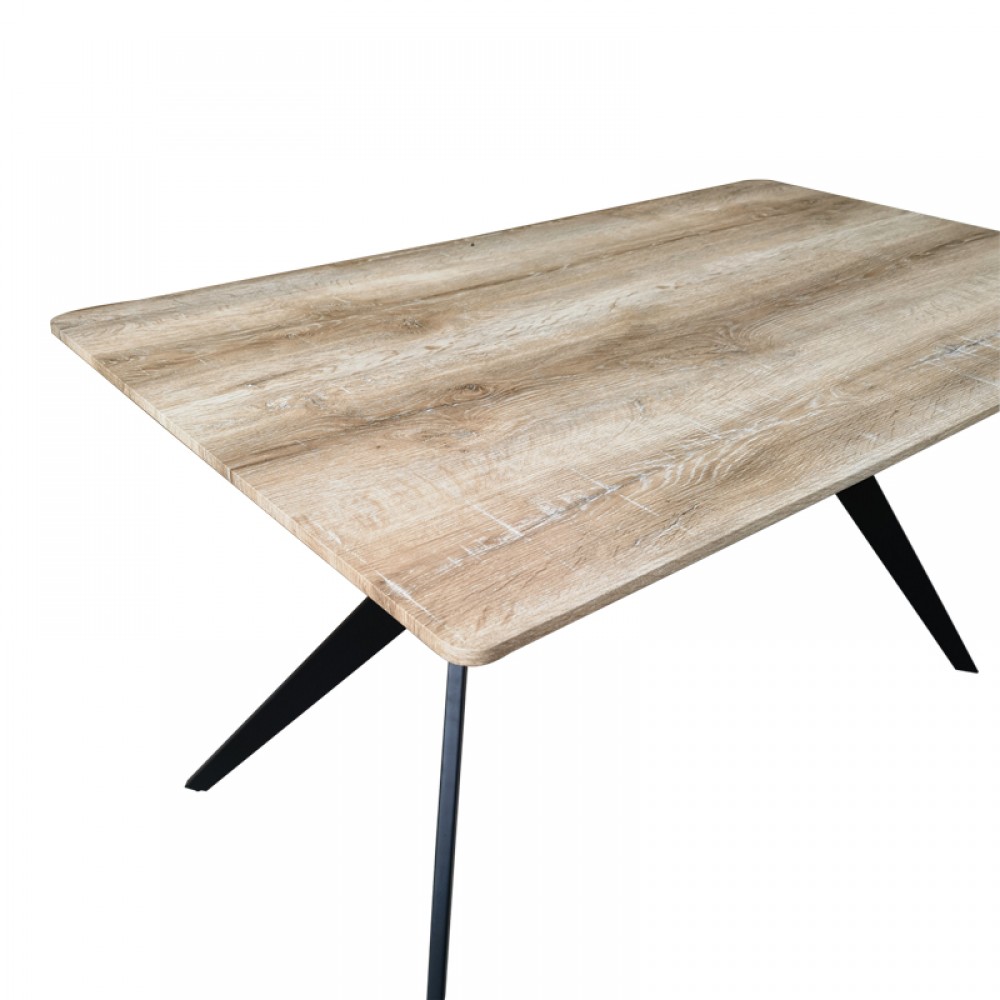 Τραπέζι Ezali Pakoworld Sonoma Mdf Με Μαύρα Μεταλλικά Πόδια 140X80X75Εκ
