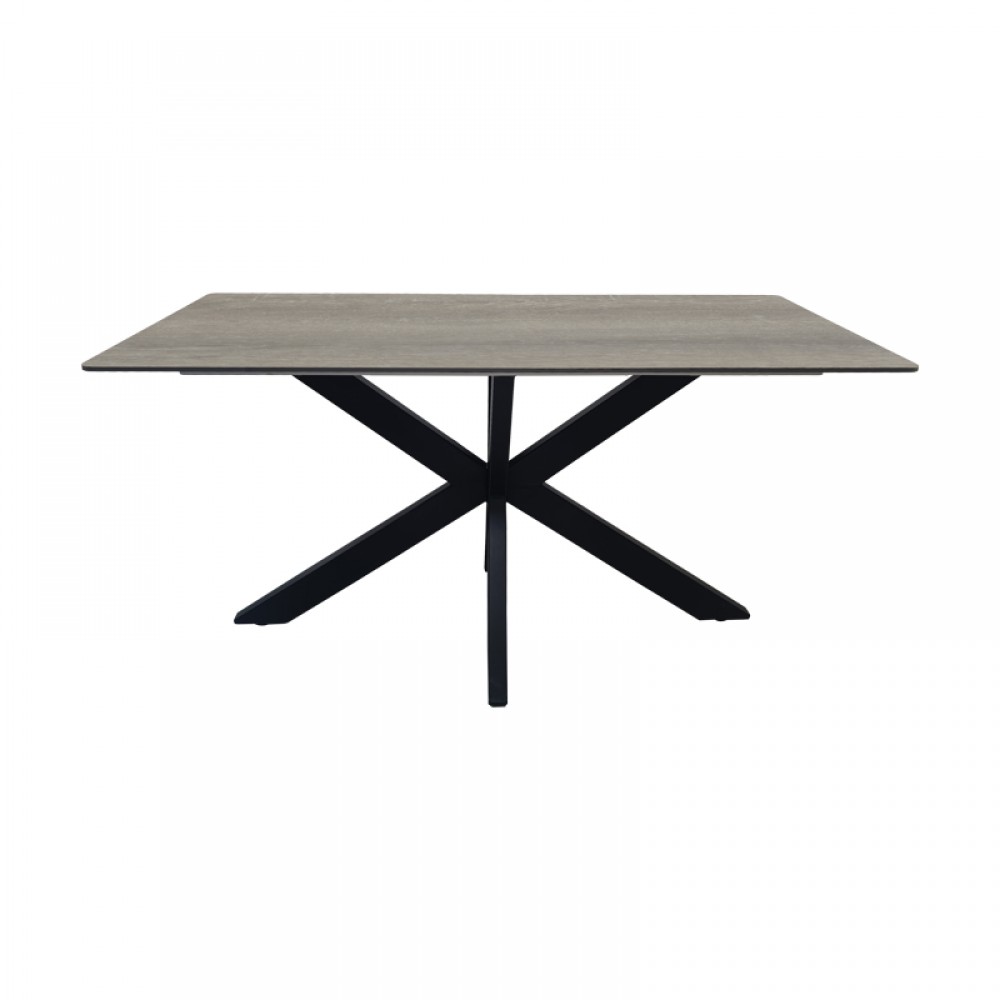 Τραπέζι Bethan Pakoworld Sonoma Με Γκρι Mdf Και Μαύρο Μέταλλο 160X80X75Εκ