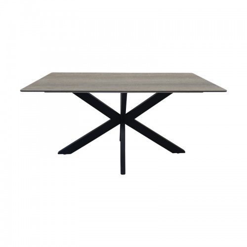Τραπέζι Bethan Pakoworld Sonoma Με Γκρι Mdf Και Μαύρο Μέταλλο 160X80X75Εκ