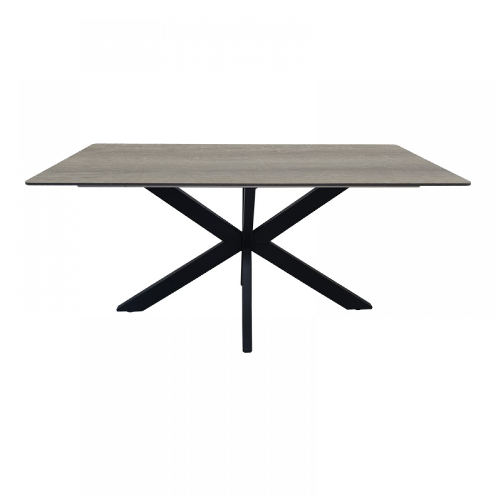 Τραπέζι Bethan Pakoworld Sonoma Με Γκρι Mdf Και Μαύρο Μέταλλο 180X90X75Εκ