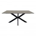 Τραπέζι Bethan Pakoworld Sonoma Με Γκρι Mdf Και Μαύρο Μέταλλο 180X90X75Εκ
