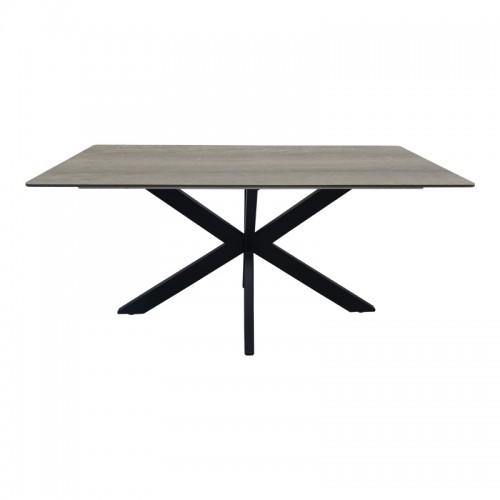 Τραπέζι Bethan Pakoworld Sonoma Με Γκρι Mdf Και Μαύρο Μέταλλο 180X90X75Εκ