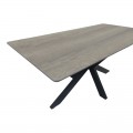 Τραπέζι Bethan Pakoworld Sonoma Με Γκρι Mdf Και Μαύρο Μέταλλο 180X90X75Εκ