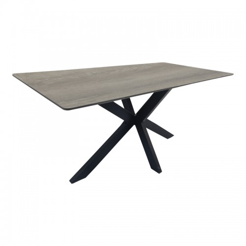 Τραπέζι Bethan Pakoworld Sonoma Με Γκρι Mdf Και Μαύρο Μέταλλο 180X90X75Εκ