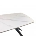 Τραπέζι Ezali Pakoworld Sintered Stone Λευκή Ματ Όψη Μαρμάρου Με Μαύρο Μεταλλικό Πόδι 140X80X75Εκ
