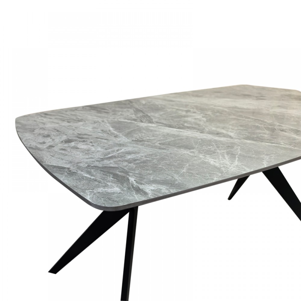 Τραπέζι Ezali Pakoworld Sintered Stone Γκρι Όψη Μαρμάρου Με Μαύρο Μεταλλικό Πόδι 140X80X75Εκ