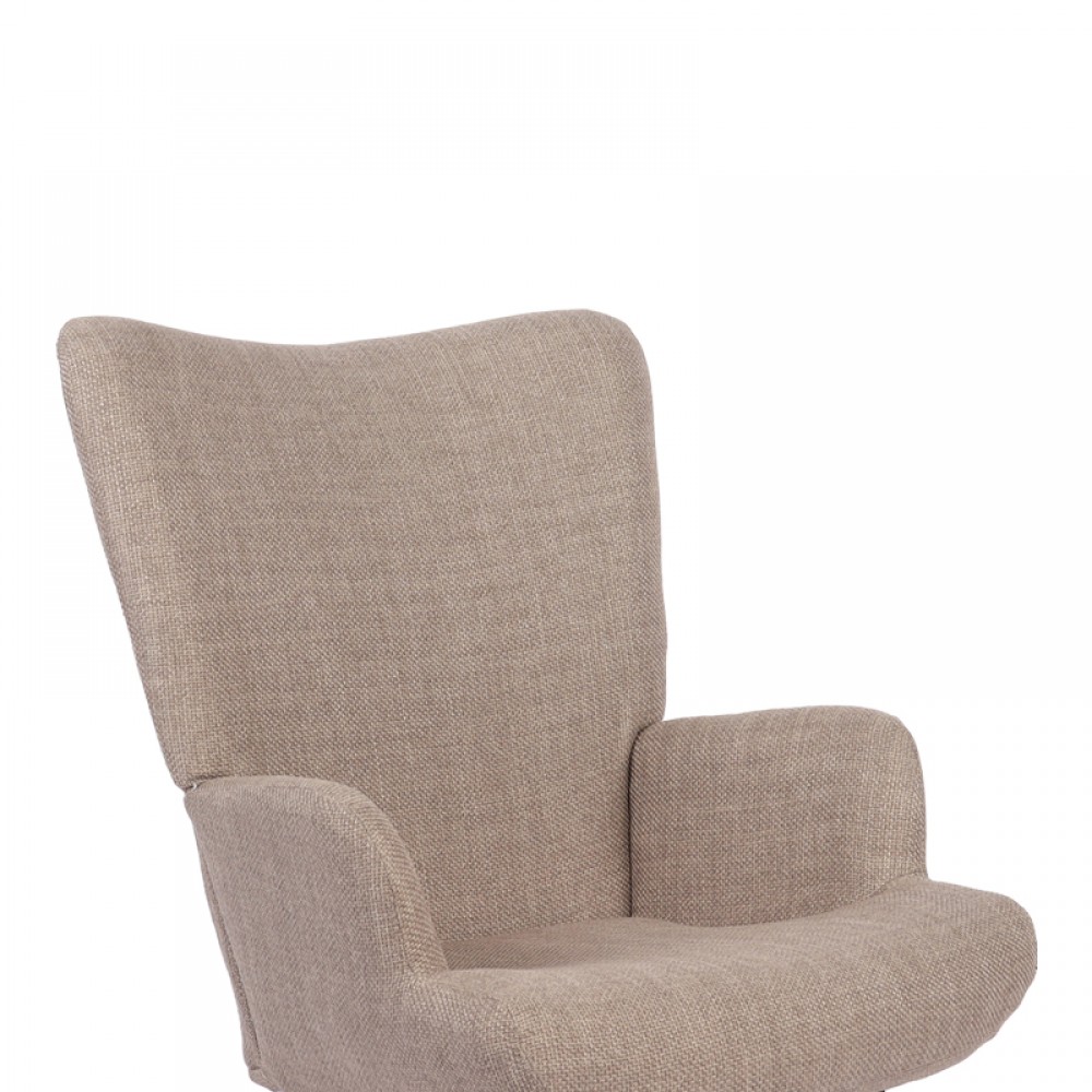 Κουνιστή Πολυθρόνα Jianna Pakoworld Γκρι-Μπεζ Ύφασμα Με Πόδι Σε Φυσική Απόχρωση 79X64X89Εκ