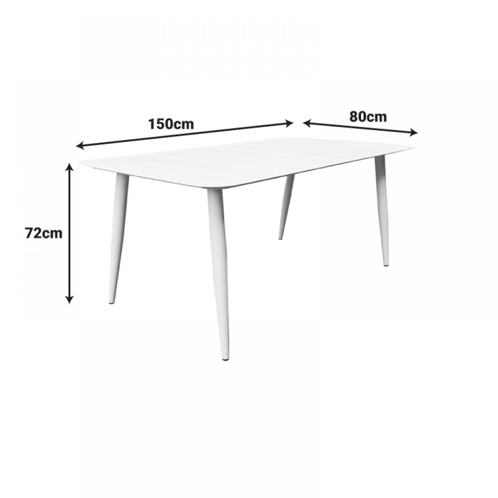 Τραπέζι Vista Pakoworld Αλουμίνιο Σε Λευκη Απόχρωση 150X80X72Εκ