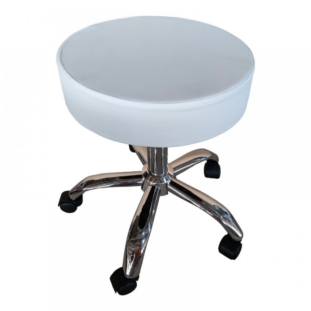 Σκαμπό Γραφείου-Εργασίας Τροχήλατο Tebere Pakoworld Pu Σε Λευκή Απόχρωση Φ35X46-59Εκ