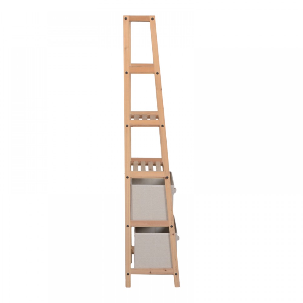 Ραφιέρα Δαπέδου Με Συρτάρια Wolen Pakoworld Ξύλο Ελάτου-Ύφασμα Σε Φυσική-Μπεζ Απόχρωση 42X27.5X139Εκ