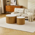 Τραπέζι Σαλονιού Nelba Pakoworld Σετ 2Τεμ Oak Mdf Με  Κεραμική Επιφάνεια Σε Όψη Μαρμάρου