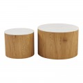 Τραπέζι Σαλονιού Nelba Pakoworld Σετ 2Τεμ Oak Mdf Με  Κεραμική Επιφάνεια Σε Όψη Μαρμάρου