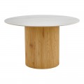 Τραπέζι Sikulu Pakoworld Oak Mdf Με Κεραμική Επιφάνεια Σε Λευκό Μαρμάρου Φ125X77Εκ