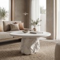 Τραπέζι Σαλονιού Zinol Pakoworld Mdf-Polyresin Λευκό Φ80X36Εκ
