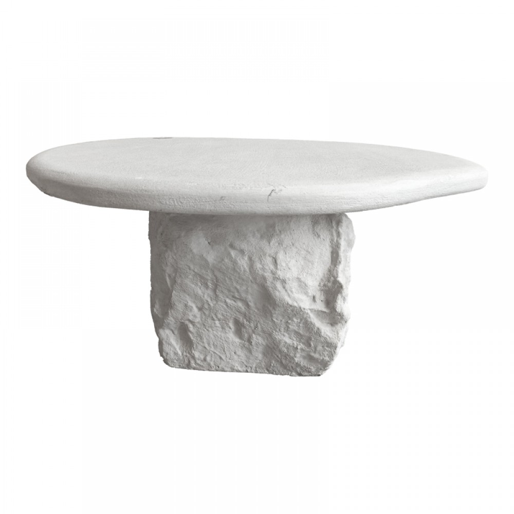 Τραπέζι Σαλονιού Zinol Pakoworld Mdf-Polyresin Λευκό Φ80X36Εκ