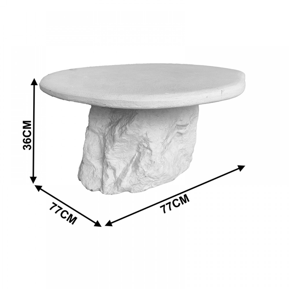 Τραπέζι Σαλονιού Zinol Pakoworld Mdf-Polyresin Λευκό Φ80X36Εκ