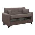 Καναπές Κρεβάτι Modesto Pakoworld Διθέσιος Με Αποθηκευτικό Χώρο Καφέ Ύφασμα 155X84X83Εκ