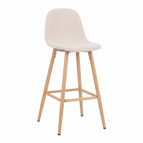Σκαμπό Μπαρ Bella Pakoworld Κρεμ Ύφασμα Με Μεταλλικό Πόδι Σε Φυσική Απόχρωση 41,5X49X108Εκ