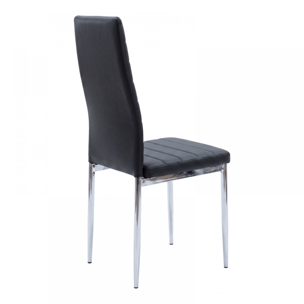 Καρέκλα Parker Pakoworld Μαύρο Pu Με Πόδι Χρωμίου 41X48X96Εκ