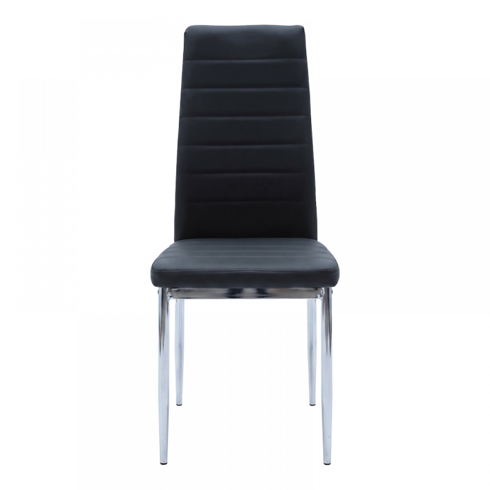 Καρέκλα Parker Pakoworld Μαύρο Pu Με Πόδι Χρωμίου 41X48X96Εκ